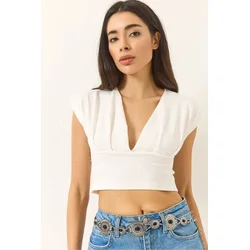 Bianco Lucci Ženska bluza 60284037, V-izrez, Bela