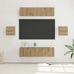 Set TV komoda Zidne 6 pcs Umjetnički hrast Konstruirano drvo