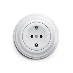 Reblig - Retro zidna utičnica sa ramom SCHUKO 230V/16A snežno bela