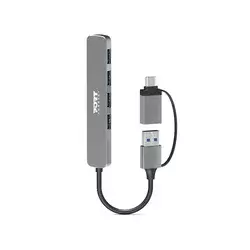 Port Designs HUB USB-C, USB-A vers 4 ports USB-A 3.0, 5Gbps, Slim