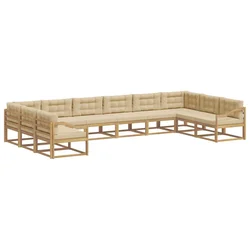 Set vanjskih sofa s jastukom 10 pcs Bijela i bež