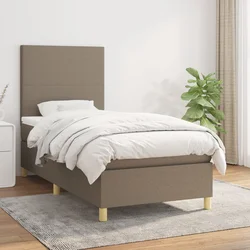 shumee Box spring postelja z vzmetnico taupe 90x190 cm blago