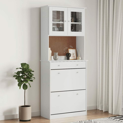 Visoka komoda ALTA bijela 77 x 35 x 188 cm od masivne borovine
