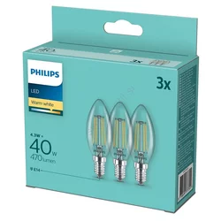 Set 3x LED sijalica Philips B35 E14/4,3W/230V 2700K