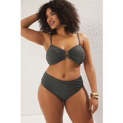Trendyol Curve Black High Waist Glittery Sparkly Plus Size Bikini Bottom