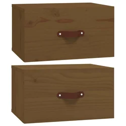 Vidaxl Stenska nočna omarica 2 kosa medeno rjava 40x29,5x22 cm