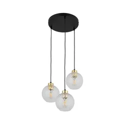 Luster na sajli DEVON 3xE27/15W/230V crna/prozirna