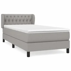 Vidaxl Box spring postelja z vzmetnico svetlo siva 90x200 cm blago