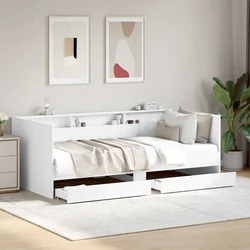 Dnevna postelja s predali brez vzmetnice bela 75x190 cm