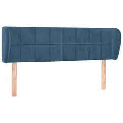Vidaxl Vzglavje z ušesi temno modro 147x23x78/88 cm žamet