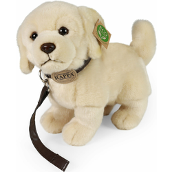 Plišasti stoječi pes zlati prinašalec s povodcem 25 cm EKOLOŠKO