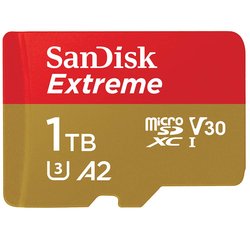 SanDisk Extreme microSDXC 1TB + SD Adapter do 190MB/s & 130MB/s A2 C10 V30 UHS-I U3