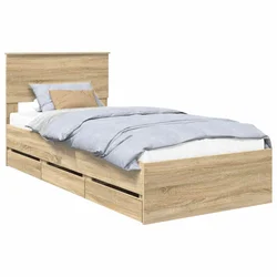 Vidaxl Konstrukcija postelje s predalom Sonoma hrast 75 x 190 cm
