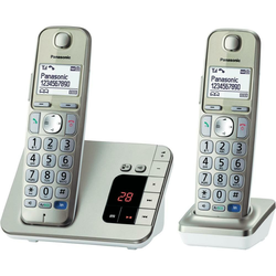 Panasonic bežični telefon za starije osobe Panasonic KX-TGE222 Duo telefonska sekretarica, telefoniranje slobodnih ruku, osvijetljeni zasl