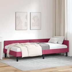 vidaXL Kotni posteljni okvir z vzglavjem vinsko rdeča 90 x 190 cm