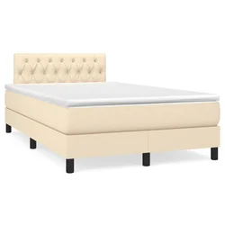 vidaXL vidaXL Box spring postelja z vzmetnico krem 120x190 cm blago, (21111587)