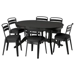 ROSENTORP / RAMSNÄS Sto i 6 stolica, crna/crna, 160/215x110 cm
