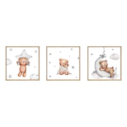 Otroške slike v kompletu 3 ks 20x20 cm Teddy Bear