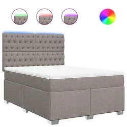 Vidaxl Box spring postelja z vzmetnico taupe 140x190 cm blago