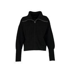 Trendyol Curve Black Turn-down Collar Zippered Crop Knitwear Cardigan