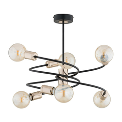 Luster na šipci DISCO 6xE27/60W/230V crna/zlatna