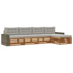 Set vanjskih sofa 5 pcs Prirodna i svjetlosiva Poliester