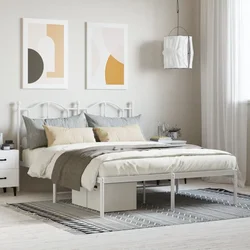 Metalni okvir za krevet s uzglavljem bijeli 140 x 200 cm