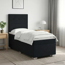 vidaXL Postelja boxspring z vzmetnico Črna 100 x 200 cm Blago