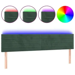 Vidaxl LED posteljno vzglavje temno zeleno 180x5x78/88 cm žamet
