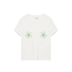 Pull&Bear Majica svetlo modra / temno rumena / off-bela