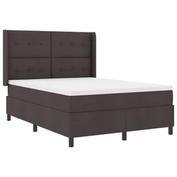 Vidaxl LED Box Spring Postelja Temno rjava 140 x 200 cm blago