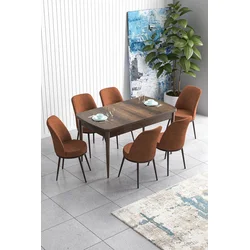 Hanah Home Set Trpezarijski sto i 6 stolica Han, Terakota