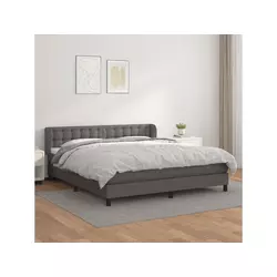 Vidaxl Box spring postelja z vzmetnico siv 160x200 cm umetno usnje