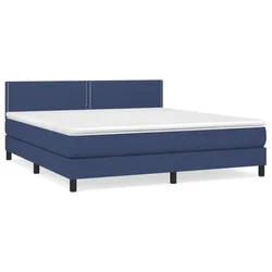 Vidaxl Box spring postelja z vzmetnico modra 180x200 cm blago