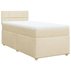 Krevet s oprugama i madracem krem 90 x 190 cm od tkanine