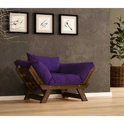 Hanah Home Baštenska sofa sa jednim sedištem i jastukom, Orah i ljubičasta