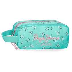 PEPE JEANS NORA prazna pernica sa 3 pregrade - tirkizna