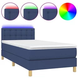 vidaXL vidaXL Box spring postelja z vzmetnico LED modra 100x200 cm blago, (20726346)