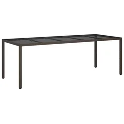 Vidaxl Vrtna miza Rjava 250 x 100 x 75 cm poli ratan