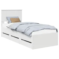 Vidaxl Konstrukcija postelje Bela 75 x 190 cm Inženirsko leseno
