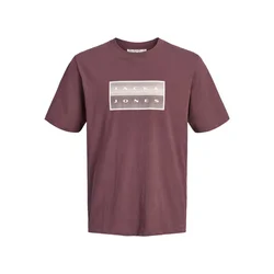 JACK & JONES Majica JCOFusion bordo / bela