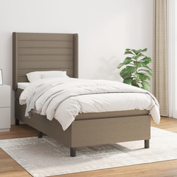 Vidaxl Box spring postelja z vzmetnico taupe 90x200 cm blago