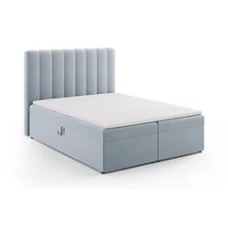 Svetlo modra boxspring postelja s prostorom za shranjevanje 160x200 cm Gina – Milo Casa