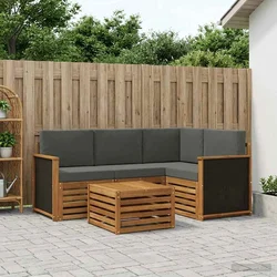 Set vanjskih sofa 5 pcs Prirodna i antracit 59 x 59 x 37 cm
