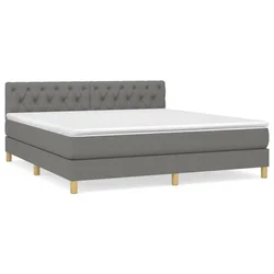 Vidaxl Box spring postelja z vzmetnico temno siva 160x200 cm blago