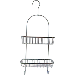 TENDANCE Viseća dvostruka polica za tuširanje 22,5x10x55 cm metalna, srebrna