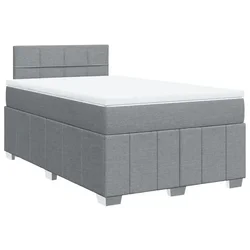 Vidaxl Boxspring postelja z vzmetnico svetlo siva 120x190 cm blago