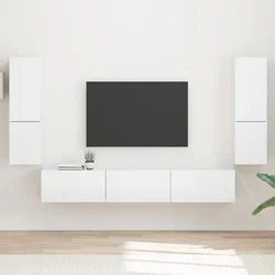 Set TV komoda Zidne 4 pcs Visoki sjaj bijela Konstruirano drvo
