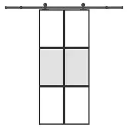 Klizna vrata s priborom 90 x 205 cm kaljeno staklo i aluminij