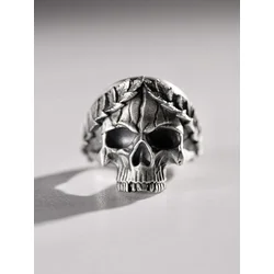 REYTEL Prstan SKULL IN A WREATH srebrna